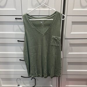 SO Women's Olive Green V-Neck Tank Top